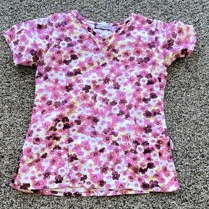 Women’s XS Pink Floral Scrub Works Scrub Top